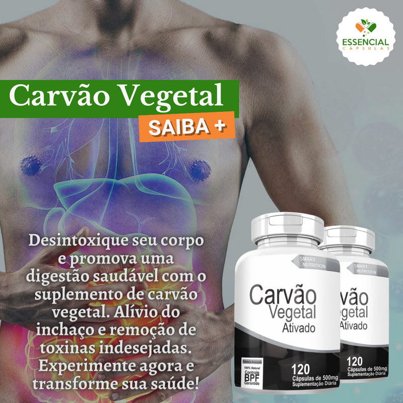Compre 2 Leve 3 Potes Carvão Vegetal 500mg 120 Cápsulas