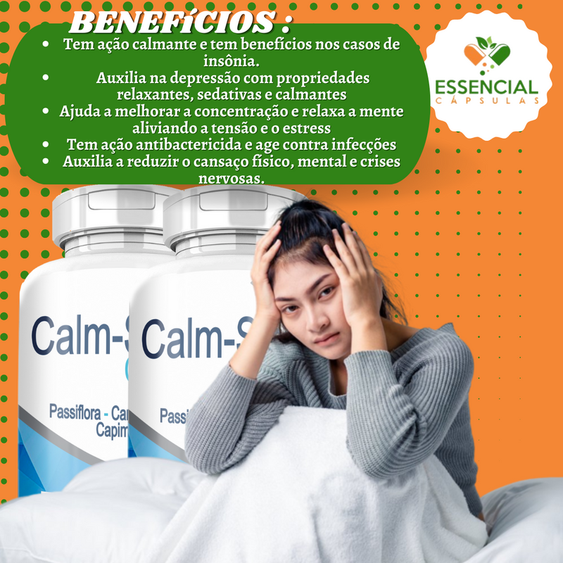 Kit com 5 Potes Calm-Stress 500mg 60 Cápsulas