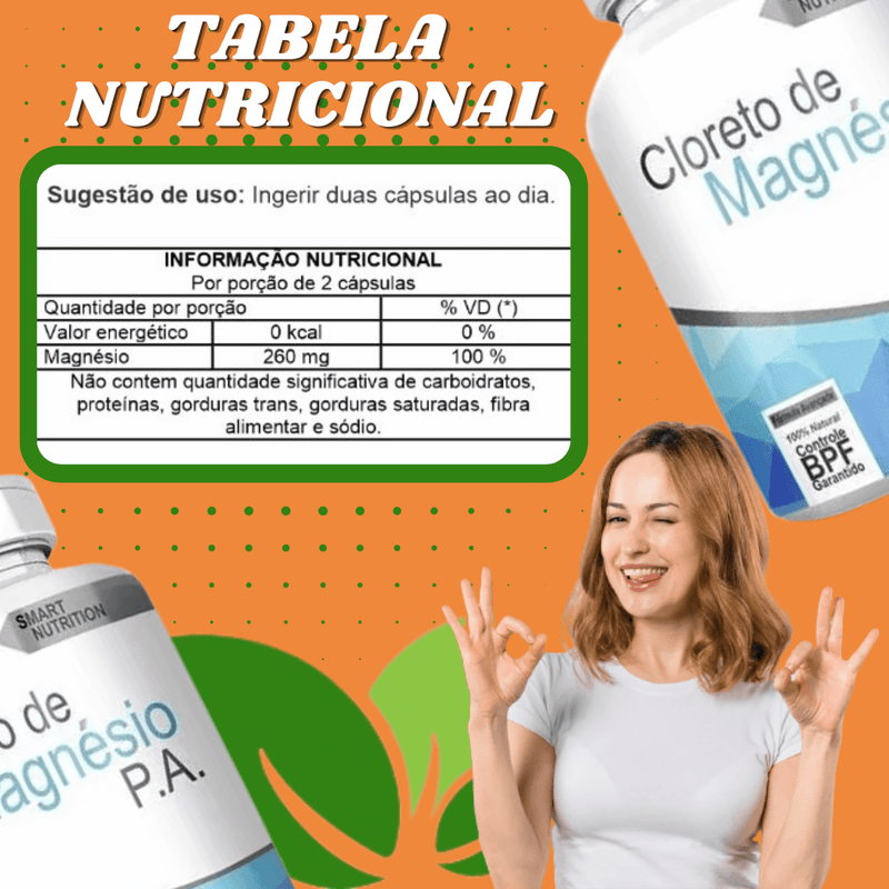 Compre 2 Leve 3 Potes Cloreto De Magnésio 500mg 60 Cápsulas