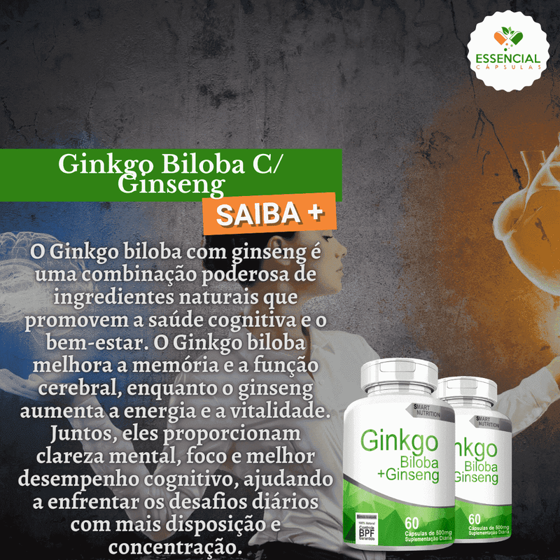 Ginkgo Biloba C/ Ginseng 500mg 60 Cápsulas