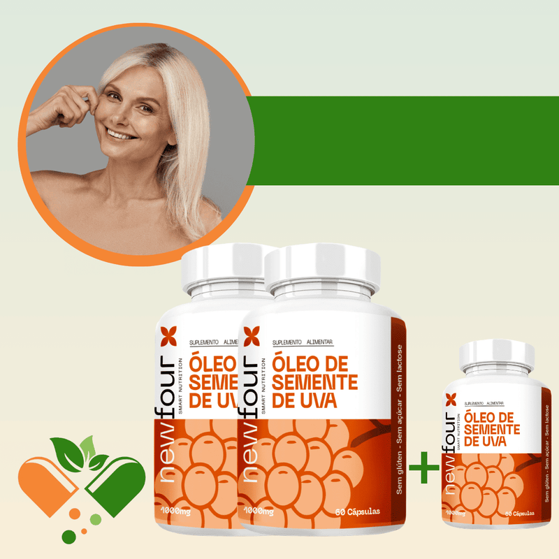 ÓLEO DE SEMENTE DE UVA COMPRE 2 LEVE 3 COM TOTAL DE 180 CAPSULAS