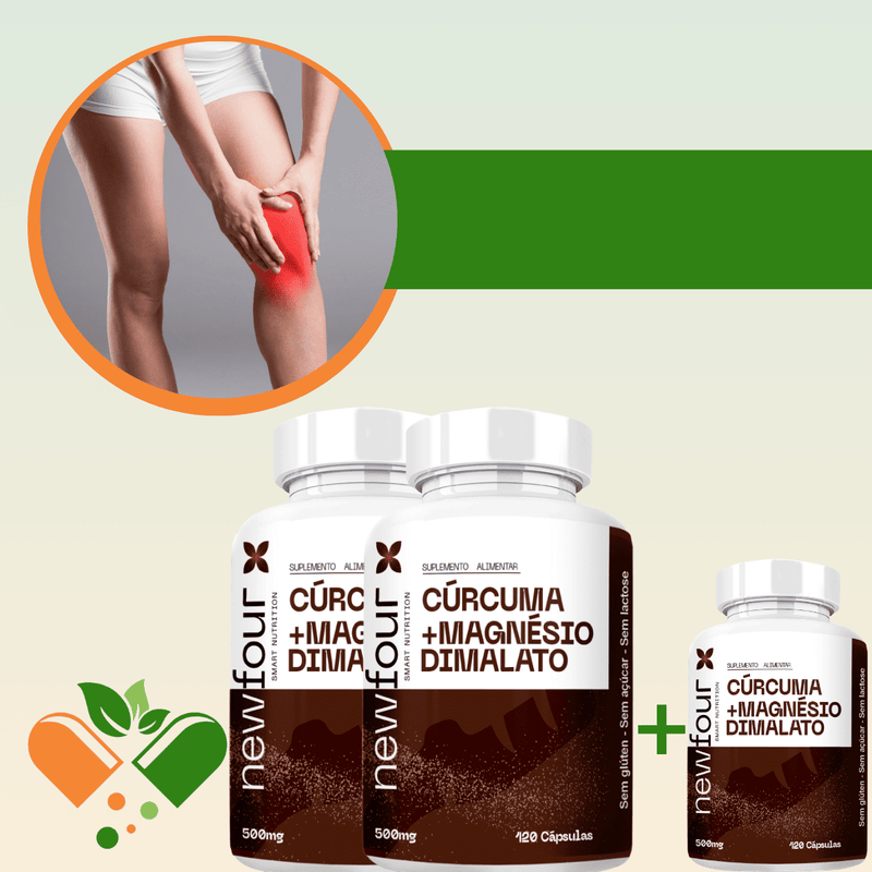 CÚRCUMA COM MAGNÉSIO DIMALATO COMPRE 2 LEVE 3 COM TOTAL DE 360 CAPSULAS
