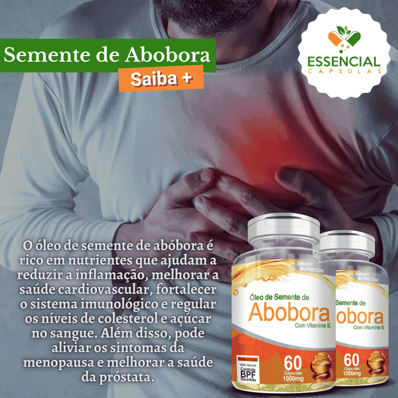 Kit com 3 Potes Semente De Abóbora 1000mg 60 Cápsulas