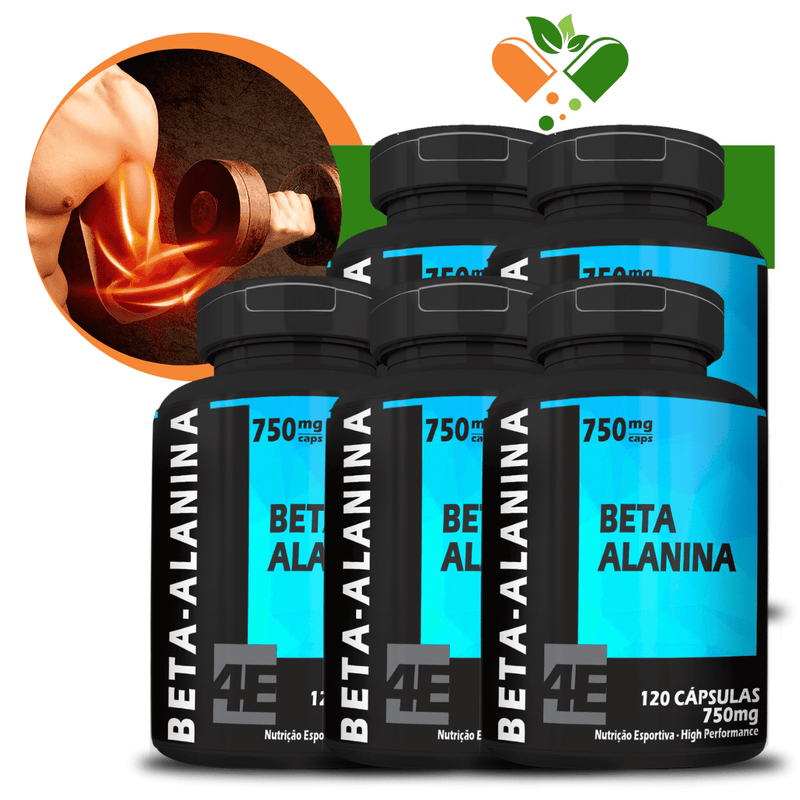 KIT COM 5 POTES BETA ALANINA 750MG 120 CAPSULAS