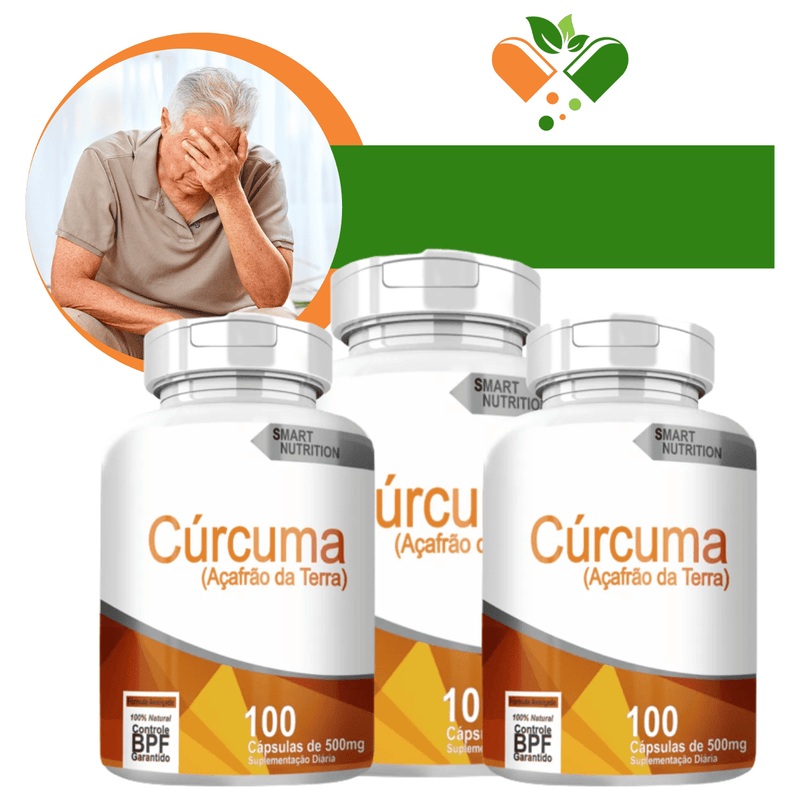 Kit com 3 Potes Cúrcuma 500mg 100 Cápsulas