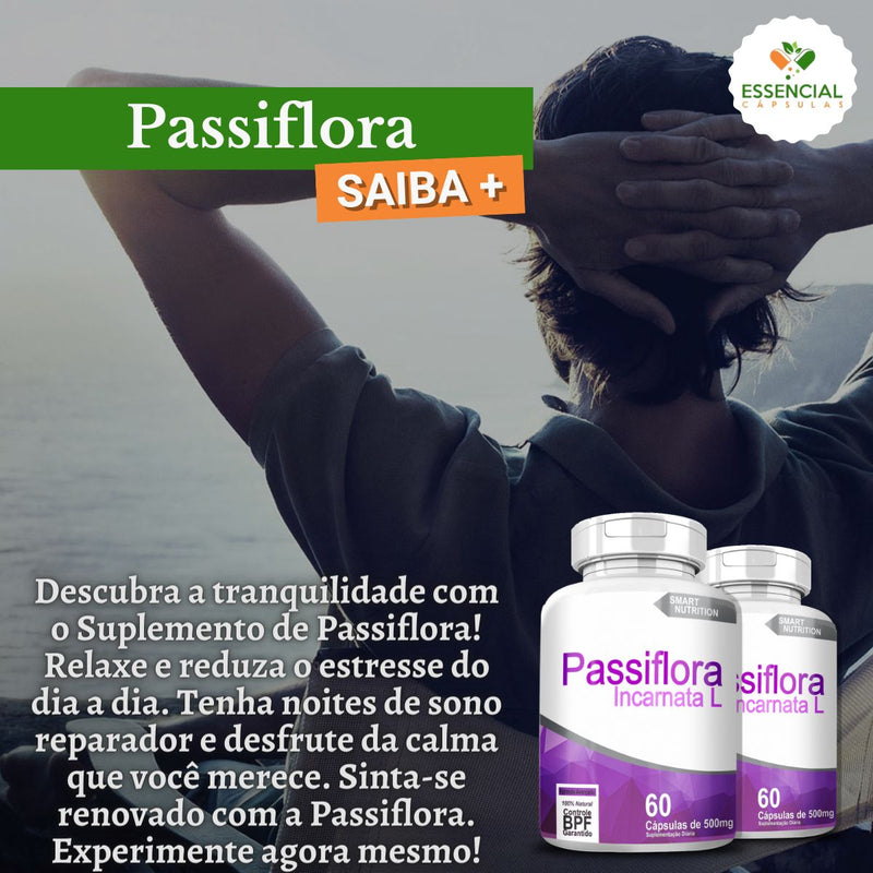 Kit com 5 Passiflora (maracujá) 500mg 60 Cápsulas