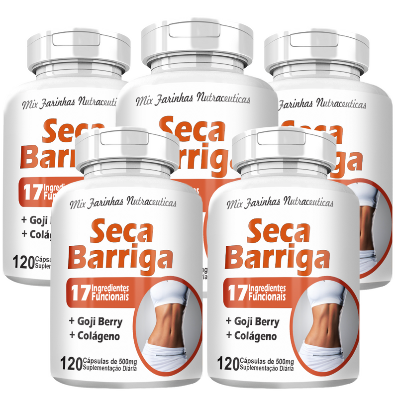 Kit com 5 Potes Seca Barriga 500mg 120 Cápsulas