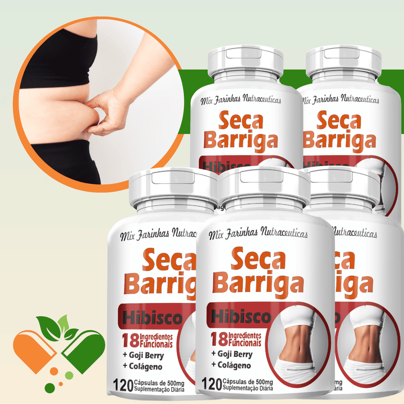 Kit com 5 Potes Seca Barriga Com Hibisco 500mg 120 Cápsulas