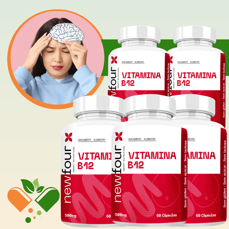 VITAMINA B12 KIT COM 5 POTES COM TOTAL DE 300 CAPSULAS