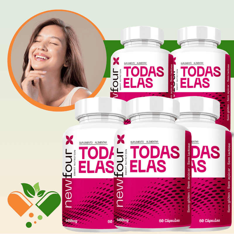 TODAS ELAS  KIT COM 5 POTES COM TOTAL DE 300 CAPSULAS