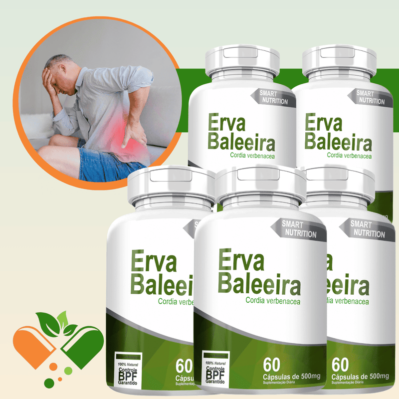 ERVA BALEEIRA KIT COM 5 POTES COM TOTAL DE 300 CAPSULAS