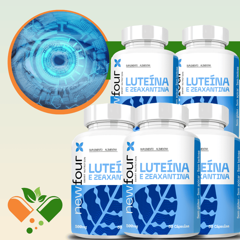 LUTEÍNA E ZEAXANTINA 60 CÁPSULAS KIT COM 5 POTES COM TOTAL DE 300 CAPSULAS