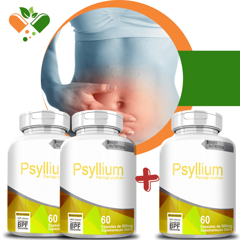 Compre 2 Leve 3 Potes Psyllium 500mg 60 Cápsulas
