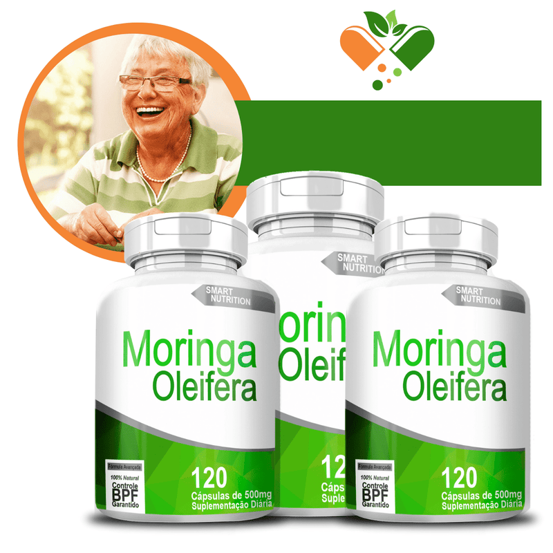 Kit com 3 Moringa Oleifera 500mg 120 Cápsulas