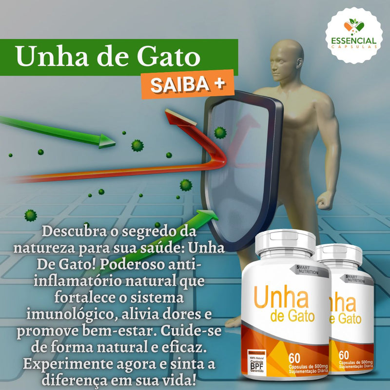 Kit com 5 Unha De Gato 500mg 60 Cápsulas