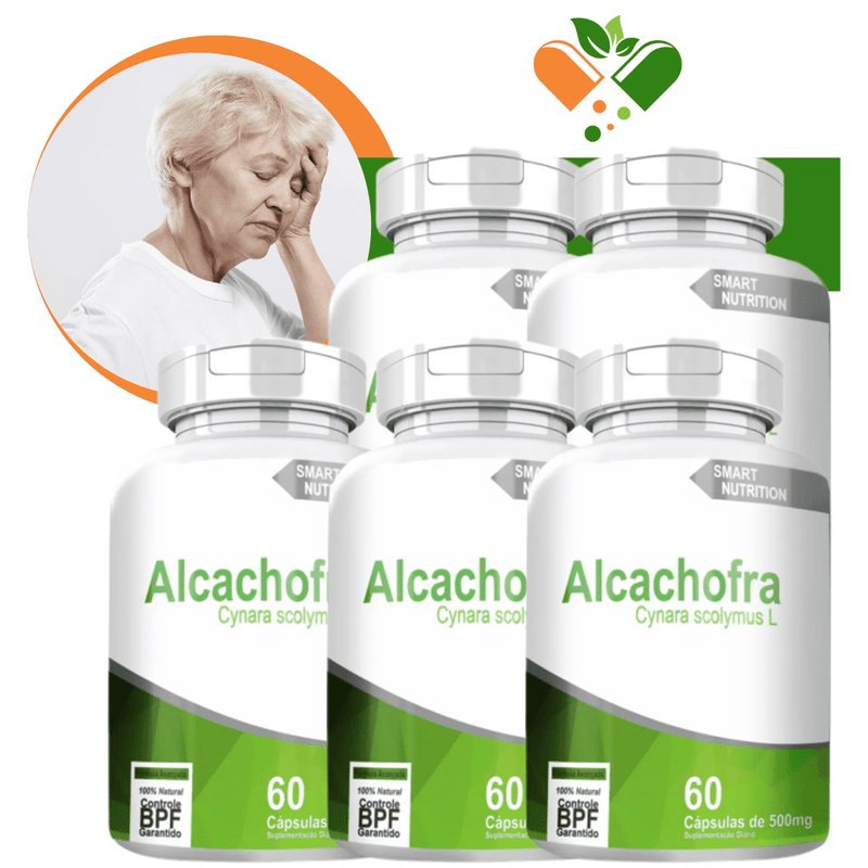 Kit com 5 Potes Alcachofra Pura 500mg 60 Cápsulas