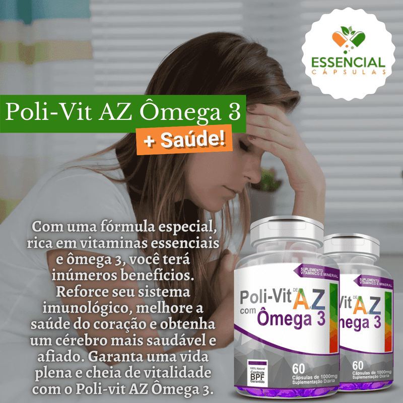 Kit 5 Suplemento Poli-vit Az Ômega 3 1000mg 60 Cápsulas