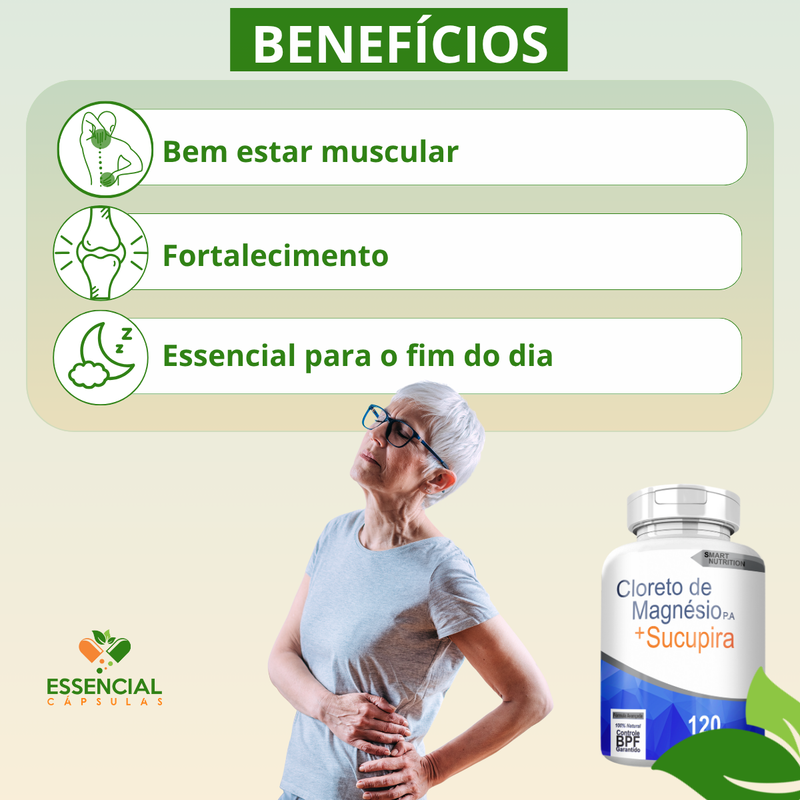 Kit com 3 Cloreto De Magnésio P.A com Sucupira 500mg 120 cápsulas