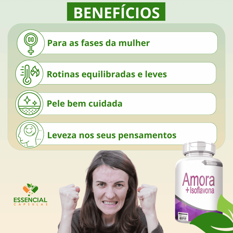 AMORA COM ISOFLAVONA KIT COM 3 POTES COM TOTAL DE 180 CAPSULAS