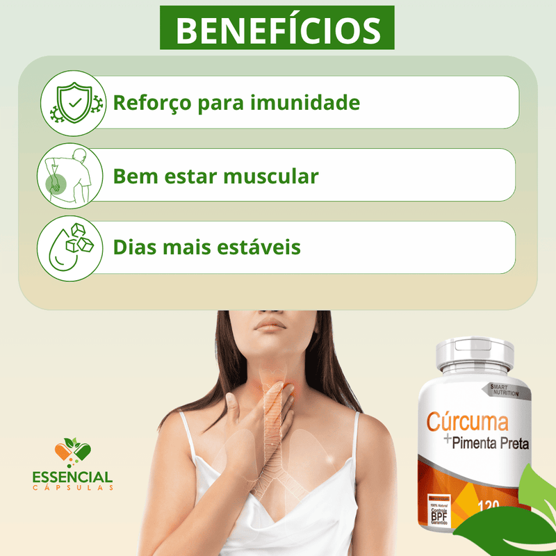 CÚRCUMA COM PIMENTA PRETA KIT COM 5 POTES COM TOTAL DE 600 CAPSULAS