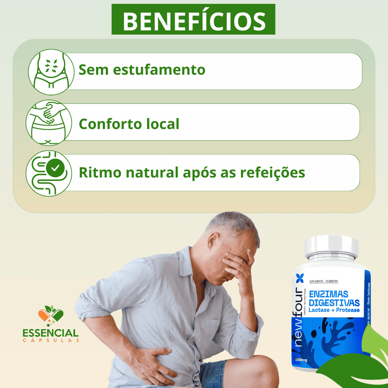 ENZIMAS DIGESTIVAS  LACTASE + PROTEASE KIT COM 3 POTES COM TOTAL DE 90 CAPSULAS