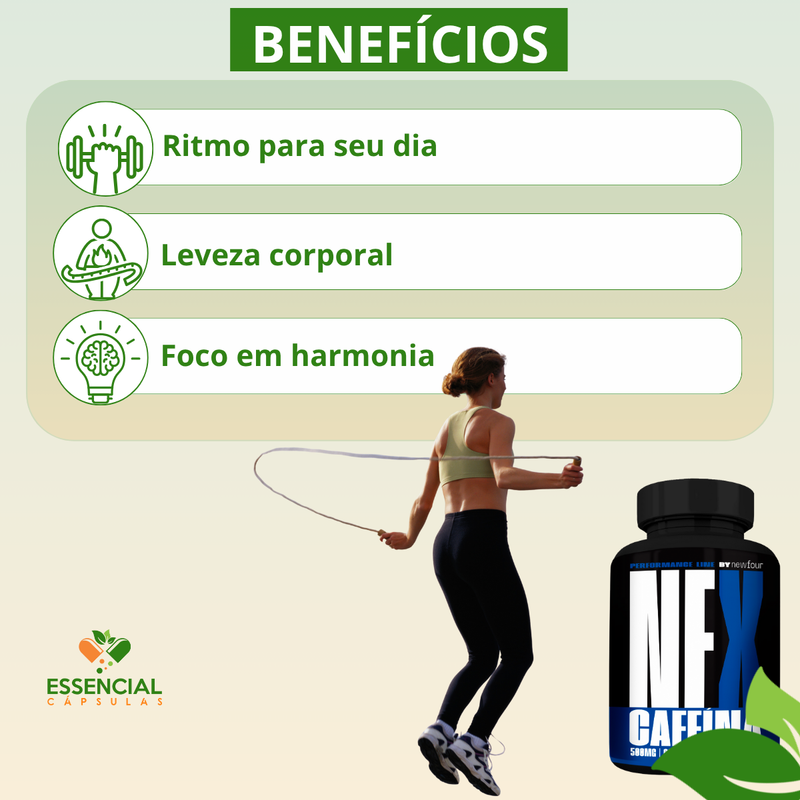 CAFEÍNA KIT COM 5 POTES COM TOTAL DE 300 CAPSULAS