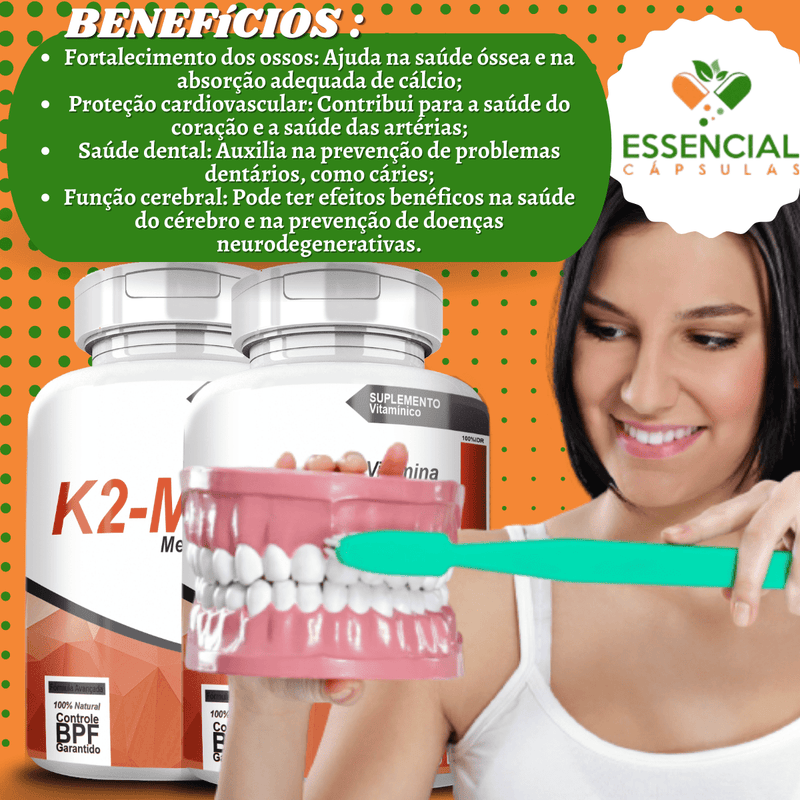 Kit com 5 Potes K2-mk7 500mg 60 Cápsulas
