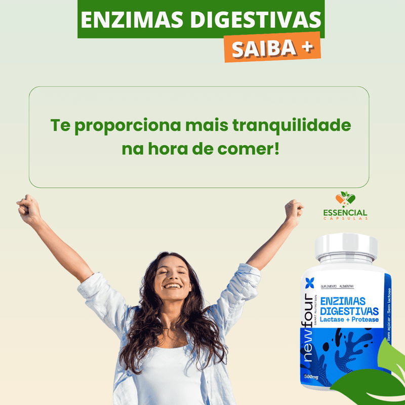 ENZIMAS DIGESTIVAS  LACTASE + PROTEASE KIT COM 3 POTES COM TOTAL DE 90 CAPSULAS