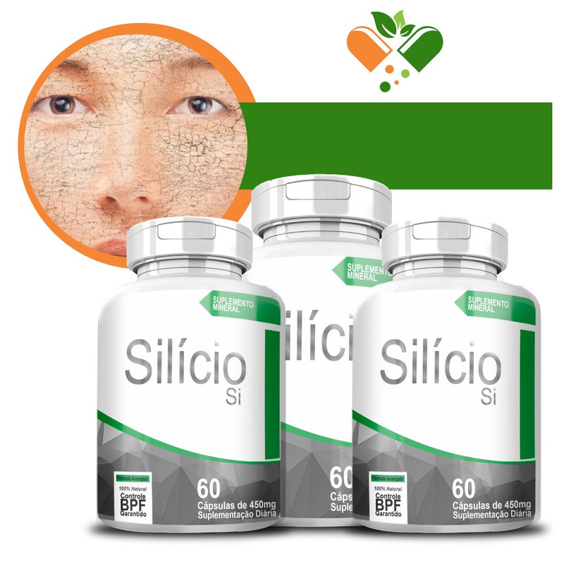 Kit com 3 Silício 450mg 60 Cápsulas