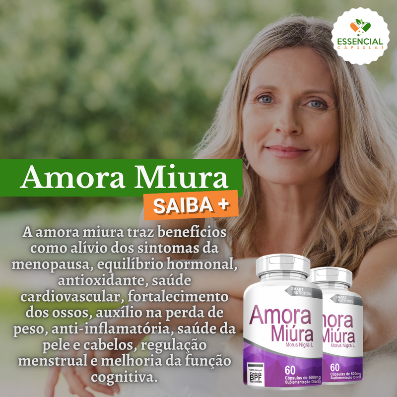 Kit com 5 Potes Amora Miura  500mg 120 Cápsulas Sabor:Sem Sabor