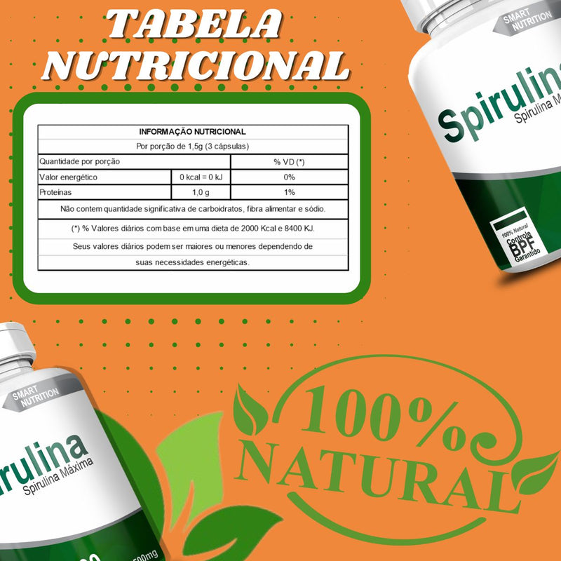 Spirulina 500mg 60 Cápsulas