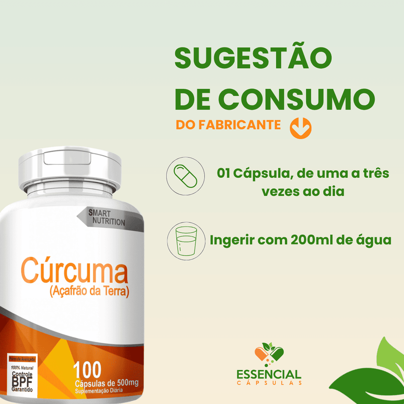 CÚRCUMA KIT COM 5 POTES COM TOTAL DE 500 CAPSULAS