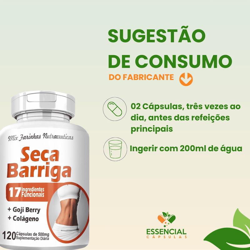 Kit com 3 Potes Seca Barriga 500mg 120 Cápsulas