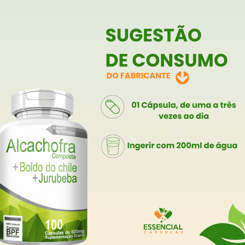 ALCACHOFRA COMPOSTA KIT COM 3 POTES COM TOTAL DE 300 CAPSULAS
