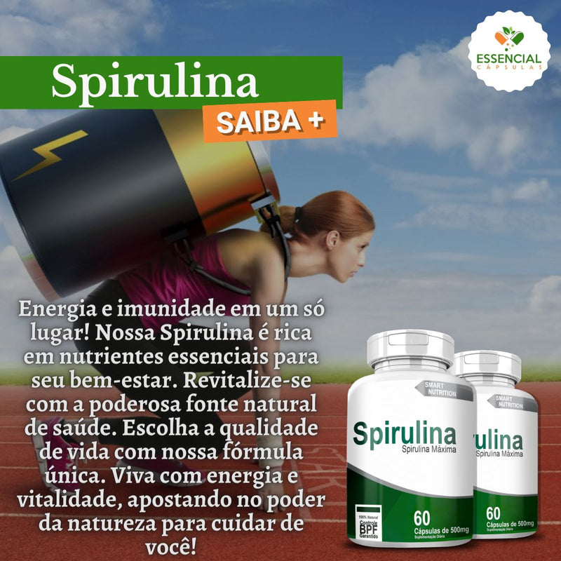 Kit com 3 Spirulina 500mg 60 Cápsulas