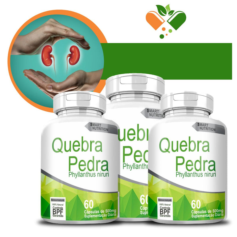 Kit com 3 Quebra Pedra 500mg 60 Cápsulas