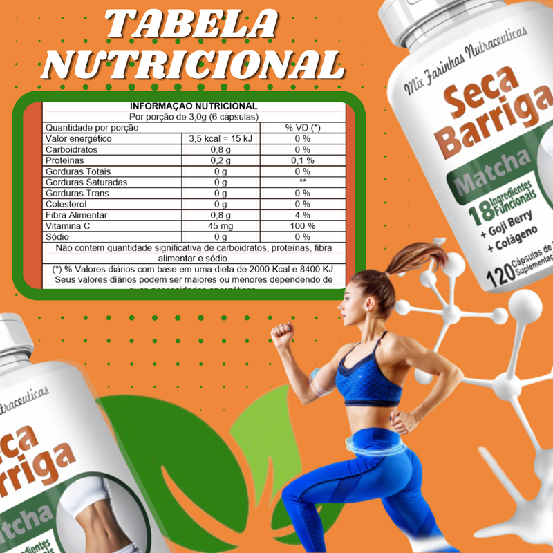 Compre 2 Leve 3 Seca Barriga Com Matcha 500mg 120 Cápsulas