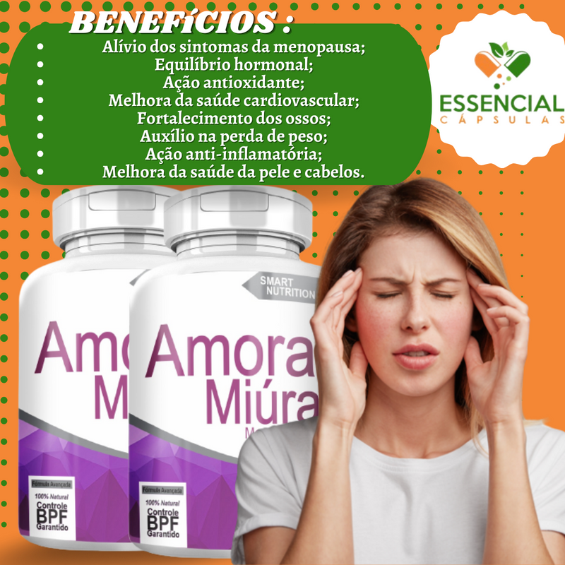 Kit com 5 Potes Amora Miura  500mg 120 Cápsulas Sabor:Sem Sabor