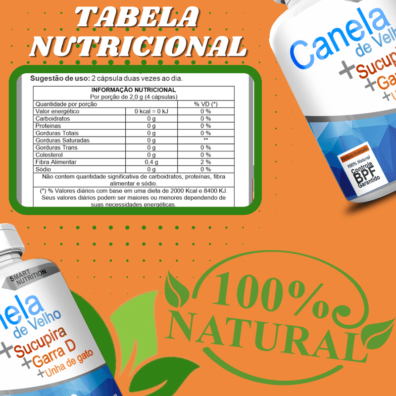 Compre 2 Leve 3 Potes Canela De Velho Composto 500mg 120 Cápsulas
