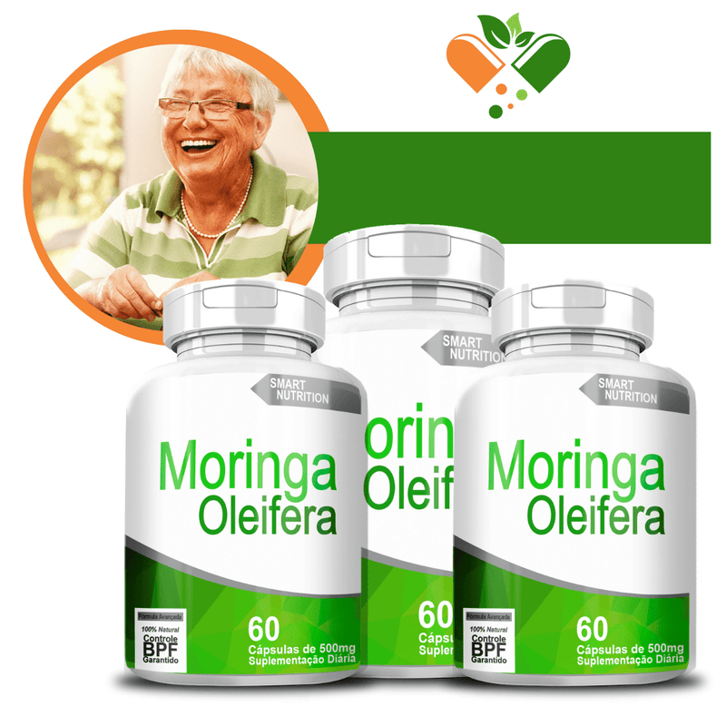 Kit com 3 Moringa Oleifera 500mg 60 Cápsulas