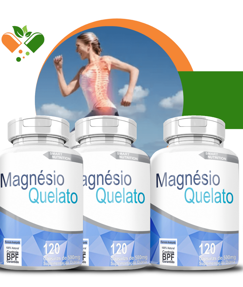Kit Com 5 Potes Magnésio Quelato 500mg 120 Cápsulas