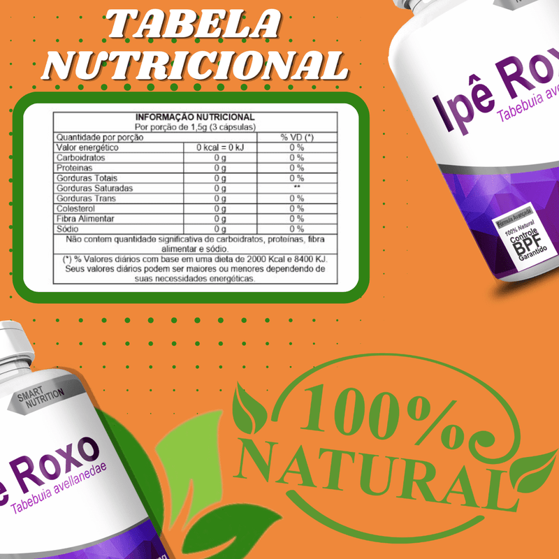 Kit com 3 Ipê Roxo 500mg 60 Cápsulas