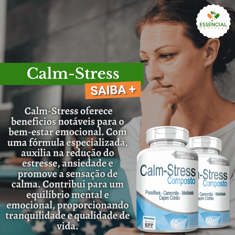 Kit com 5 Potes Calm-Stress 500mg 60 Cápsulas