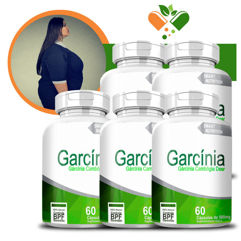 Kit com 5 Garcínia Cambogógia 500mg 60 Cápsulas