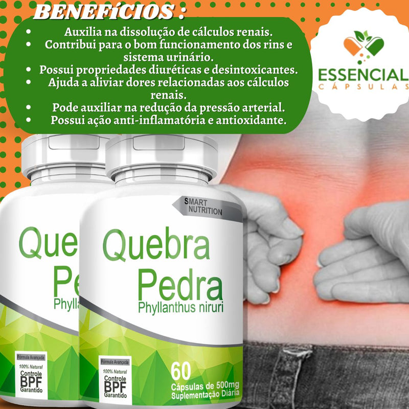 Kit com 3 Quebra Pedra 500mg 60 Cápsulas