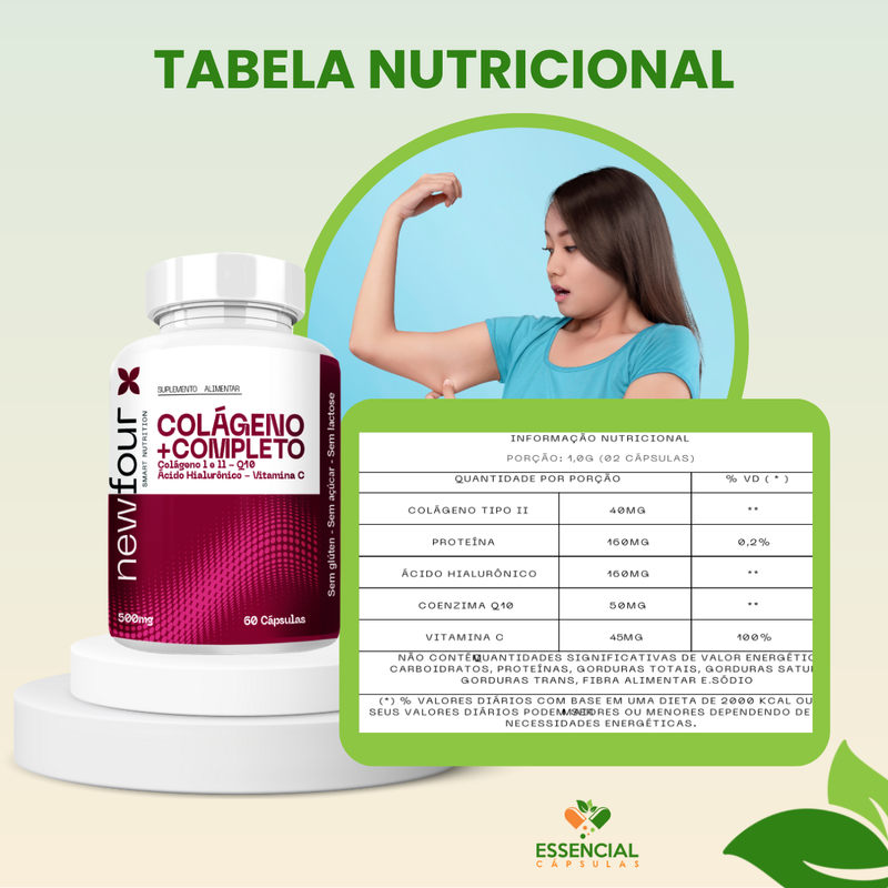 COLÁGENO + COMPLETO - COLÁGENO I E II , Q10 , ÁCIDO HIALURÔNICO , VITAMINA C KIT COM 3 POTES COM TOTAL DE 180 CAPSULAS