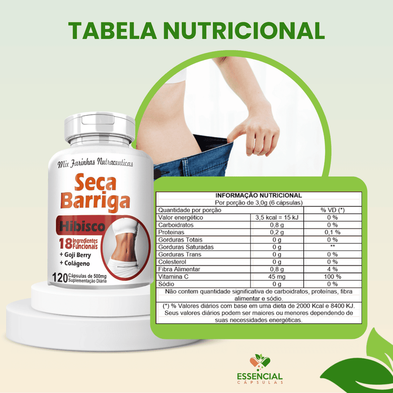 Seca Barriga Com Hibisco 500mg 120 Cápsulas