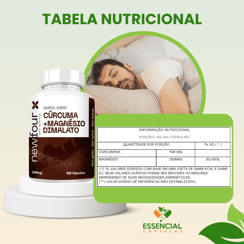 CÚRCUMA COM MAGNÉSIO DIMALATO 120 CÁPSULAS