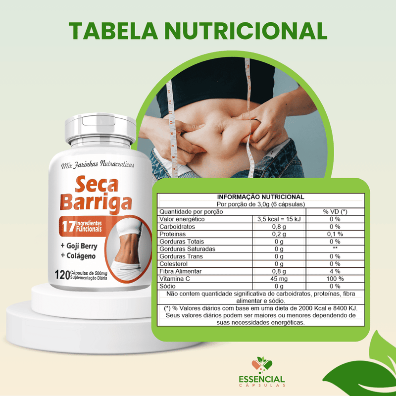 Kit com 3 Potes Seca Barriga 500mg 120 Cápsulas