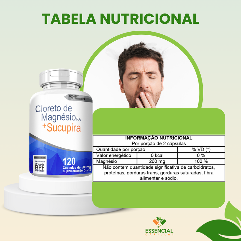 Kit com 3 Cloreto De Magnésio P.A com Sucupira 500mg 120 cápsulas
